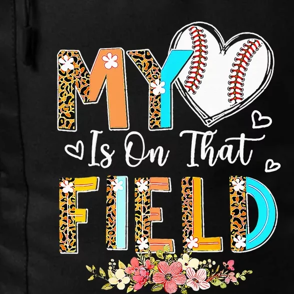 Mothers Day My Heart Is On That Field Leopard Baseball Mom Daily Commute Backpack