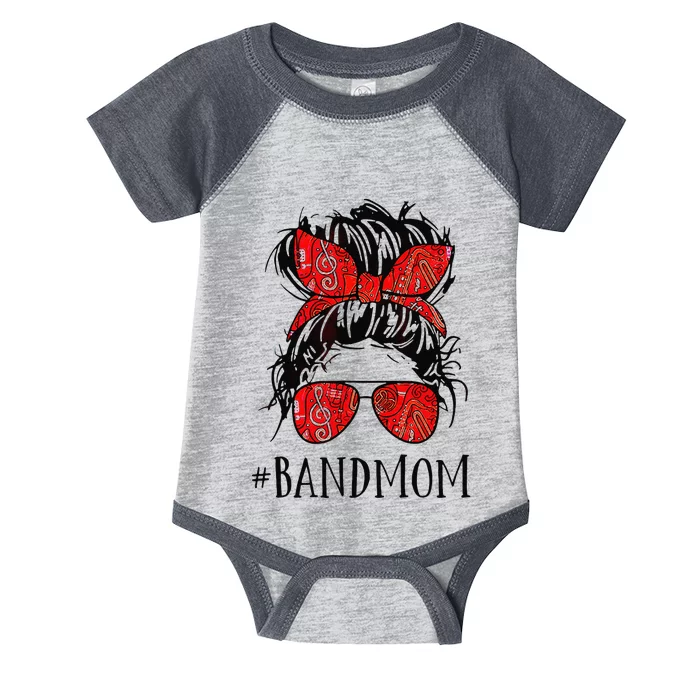 Mother's Day Messy Hair Woman Bun Band Mom Marching Band Cute Infant Baby Jersey Bodysuit