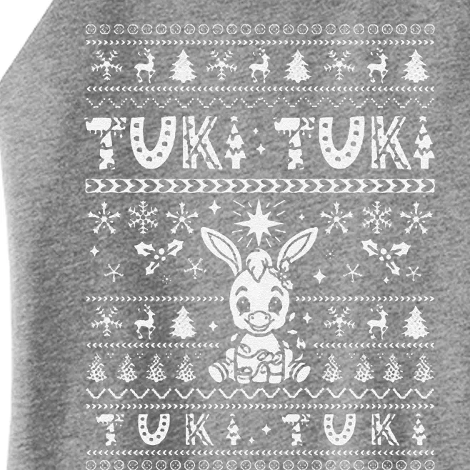 Mi Donkey Mexican Tuki Tuki Donkey Latino Xmas Feliz Navidad Women’s Perfect Tri Rocker Tank