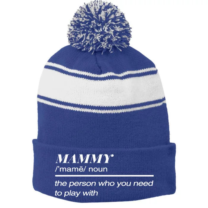 Mammy Definition Stripe Pom Pom Beanie