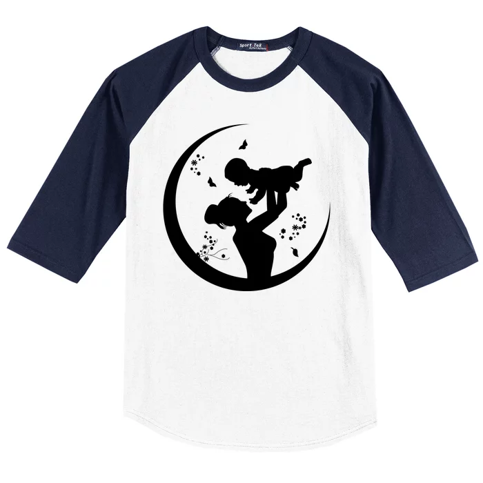 Mother's Day Moon Cute Gift Baseball Sleeve Shirt