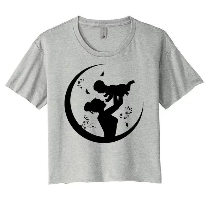 Mother's Day Moon Cute Gift Women's Crop Top Tee