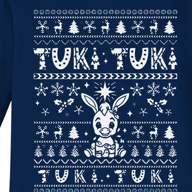 Mi Donkey Mexican Tuki Tuki Donkey Latino Xmas Feliz Navidad Baby Long Sleeve Bodysuit