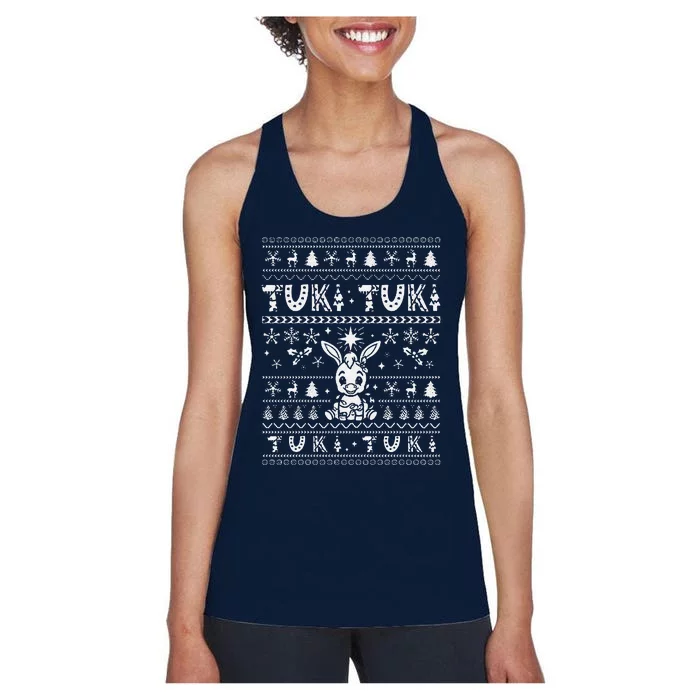 Mi Donkey Mexican Tuki Tuki Donkey Latino Xmas Feliz Navidad Women's Racerback Tank