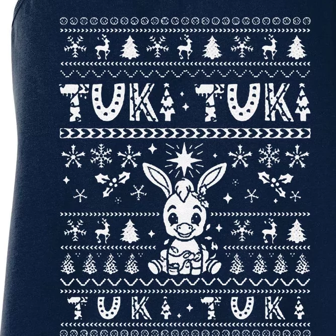 Mi Donkey Mexican Tuki Tuki Donkey Latino Xmas Feliz Navidad Women's Racerback Tank