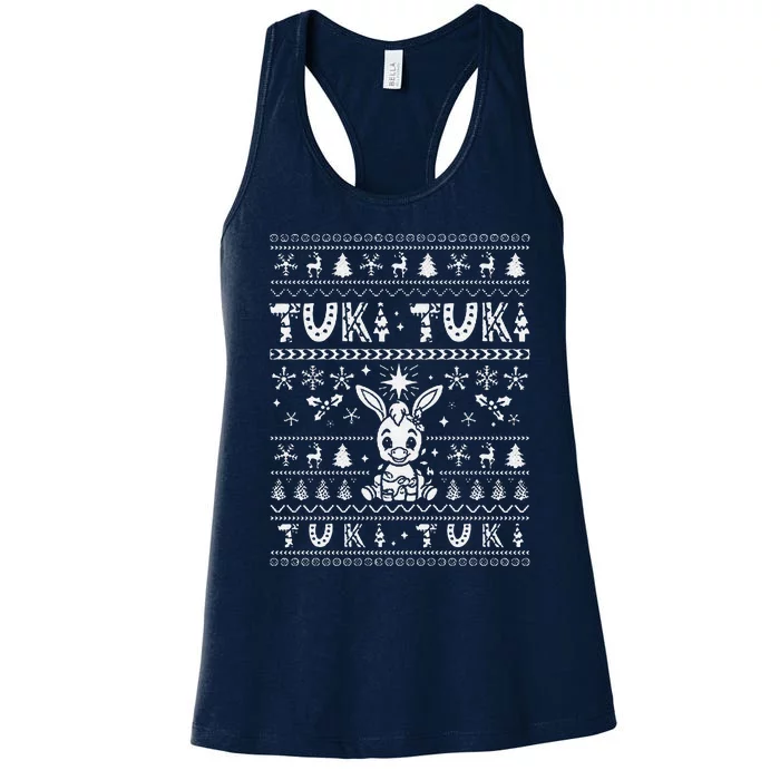 Mi Donkey Mexican Tuki Tuki Donkey Latino Xmas Feliz Navidad Women's Racerback Tank