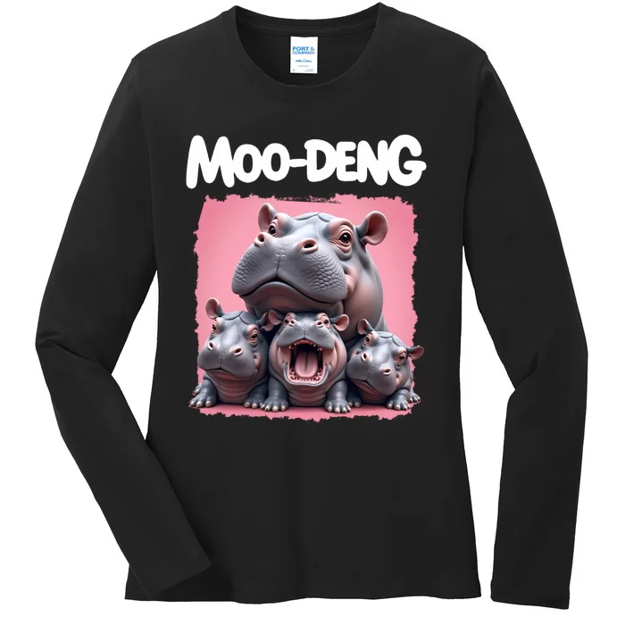 Moo Deng Ladies Long Sleeve Shirt