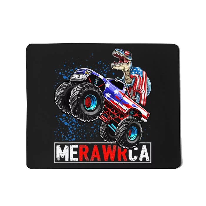 Merica Dinosaur Monster Truck 4th of July American Flag Mousepad