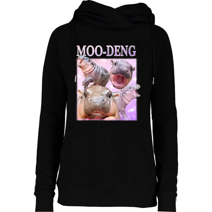 Moo Deng Womens Funnel Neck Pullover Hood