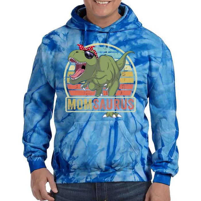 Momsaurus Dinosaur Mom Saurus Family Matching Great Gift Tie Dye Hoodie