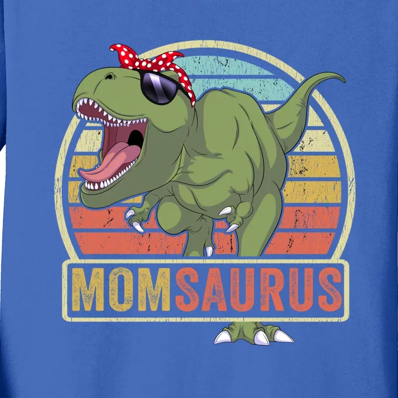 Momsaurus Dinosaur Mom Saurus Family Matching Great Gift Kids Long Sleeve Shirt