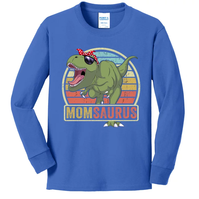 Momsaurus Dinosaur Mom Saurus Family Matching Great Gift Kids Long Sleeve Shirt