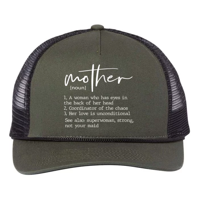 Mother Definition MotherS Day Family Funny Retro Rope Trucker Hat Cap