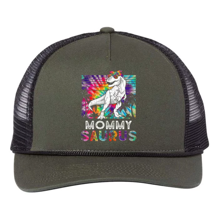 Mommysaurus Dinosaur Mommy Saurus Family Matching Tie Dye Gift Retro Rope Trucker Hat Cap