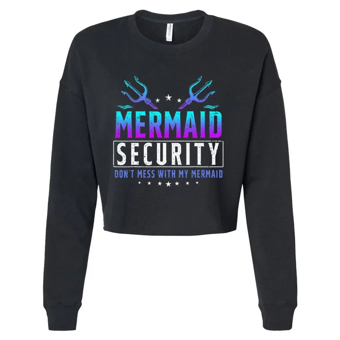 Mermaid Daddy Merdad Father's Day Merman Dad Papa Cropped Pullover Crew