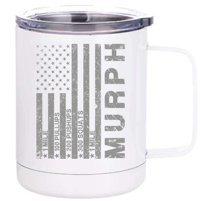 Memorial Day Murph Challenge Distressed Us Military Gift Front & Back 12oz Stainless Steel Tumbler Cup