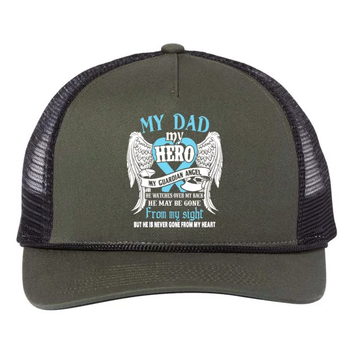 My Dad My Hero My Guardian Angel He Watches Over My Back Gift Retro Rope Trucker Hat Cap