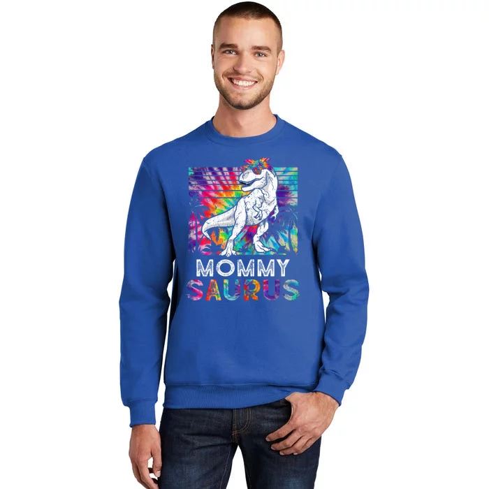 Mommysaurus Dinosaur Mommy Saurus Family Matching Tie Dye Cool Gift Tall Sweatshirt