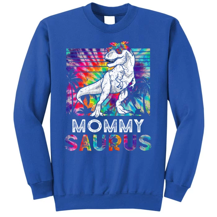 Mommysaurus Dinosaur Mommy Saurus Family Matching Tie Dye Cool Gift Tall Sweatshirt