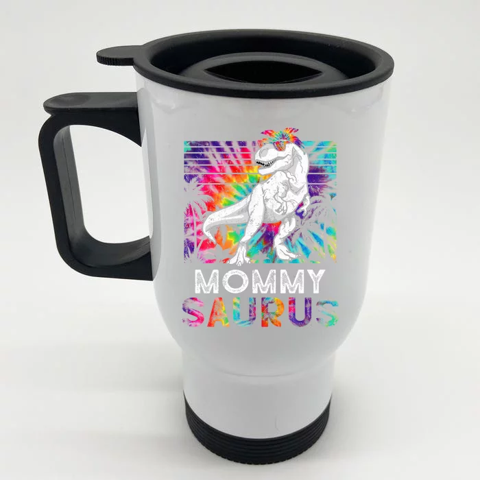 Mommysaurus Dinosaur Mommy Saurus Family Matching Tie Dye Cool Gift Front & Back Stainless Steel Travel Mug