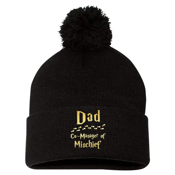 Magical Dad Manager Of Mischief Birthday Family Matching Pom Pom 12in Knit Beanie