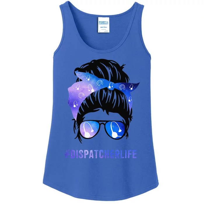 Mothers Day Minnie Momdispatcher Messy Bun Hair Woman Dispatcher Life 911 Mother Ladies Essential Tank