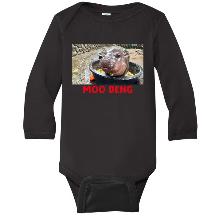 Moo Deng Baby Long Sleeve Bodysuit