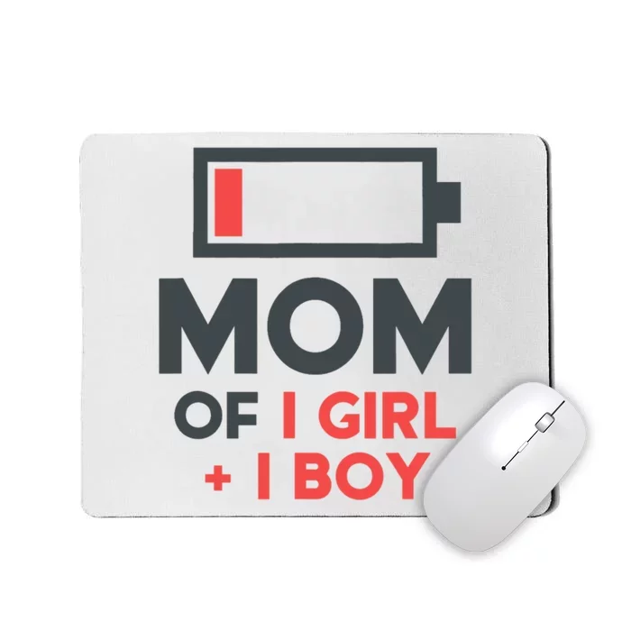 Mothers Day Mom of 1 Girl 1 Boy Tee Gift Daughter Son Mousepad