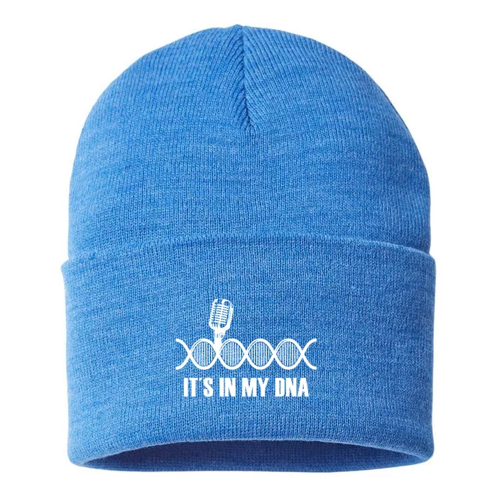 My Dna Microphone Sing Studio Record Singer Lyrics Artist Great Gift Sustainable Knit Beanie