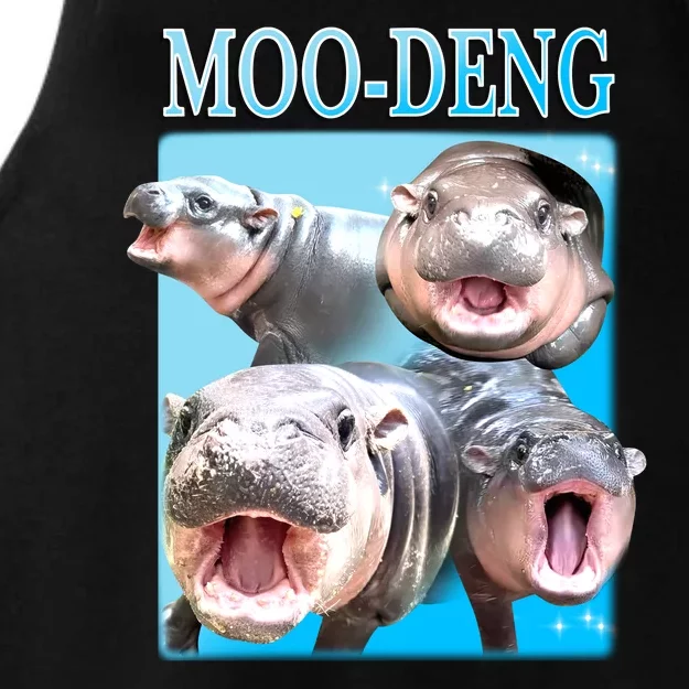 Moo Deng Meme Hippo Funny Ladies Tri-Blend Wicking Tank