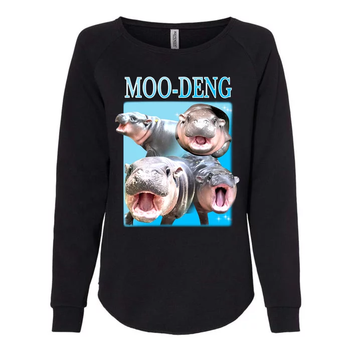 Moo Deng Meme Hippo Funny Womens California Wash Sweatshirt