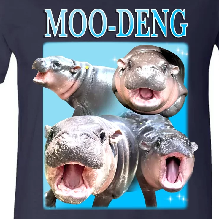 Moo Deng Meme Hippo Funny V-Neck T-Shirt