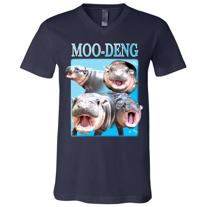 Moo Deng Meme Hippo Funny V-Neck T-Shirt