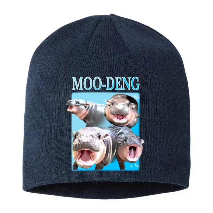 Moo Deng Meme Hippo Funny 8 1/2in Sustainable Knit Beanie