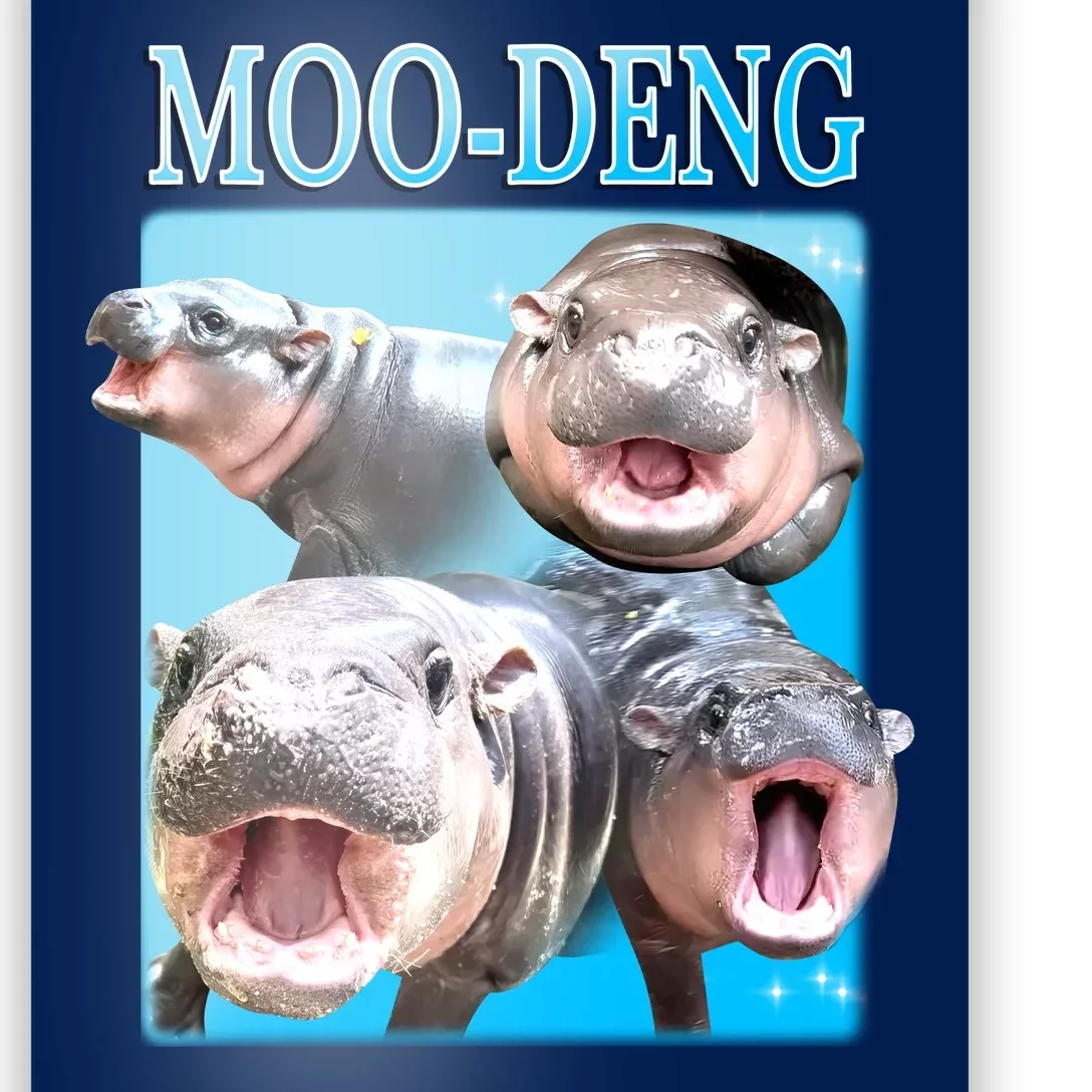 Moo Deng Meme Hippo Funny Poster