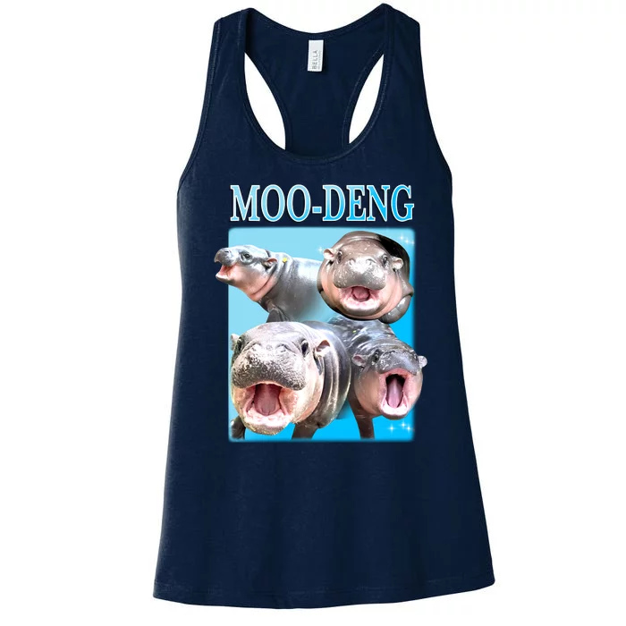 Moo Deng Meme Hippo Funny Women's Racerback Tank