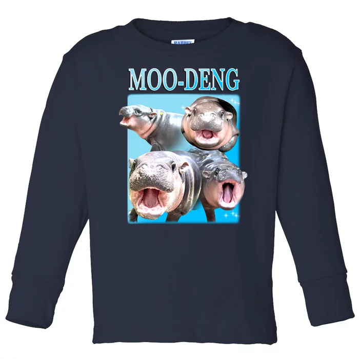 Moo Deng Meme Hippo Funny Toddler Long Sleeve Shirt