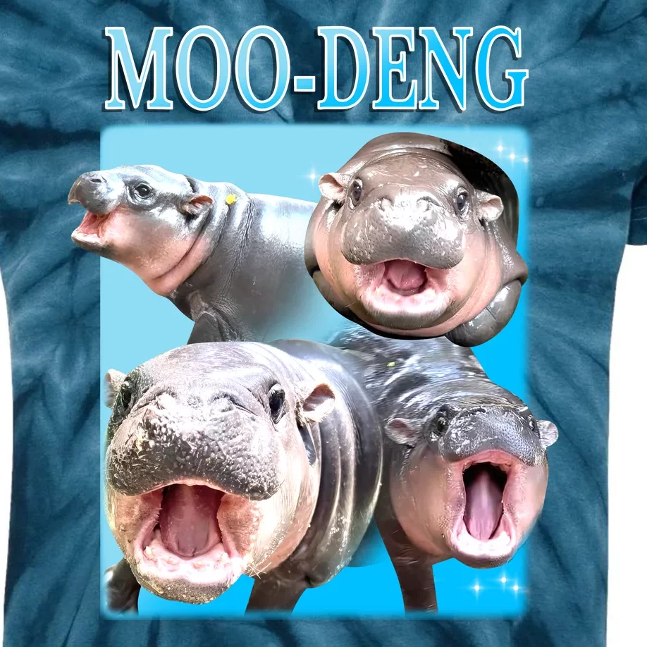 Moo Deng Meme Hippo Funny Kids Tie-Dye T-Shirt