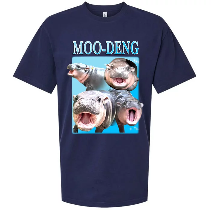 Moo Deng Meme Hippo Funny Sueded Cloud Jersey T-Shirt