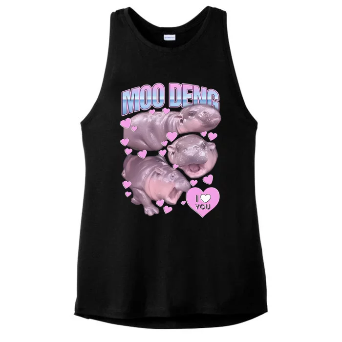 Moo Deng Ladies Tri-Blend Wicking Tank