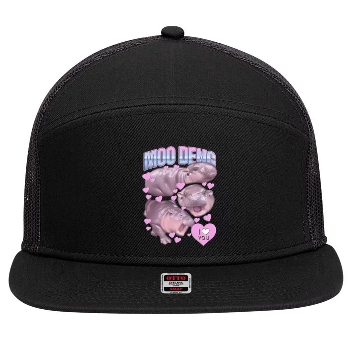 Moo Deng 7 Panel Mesh Trucker Snapback Hat