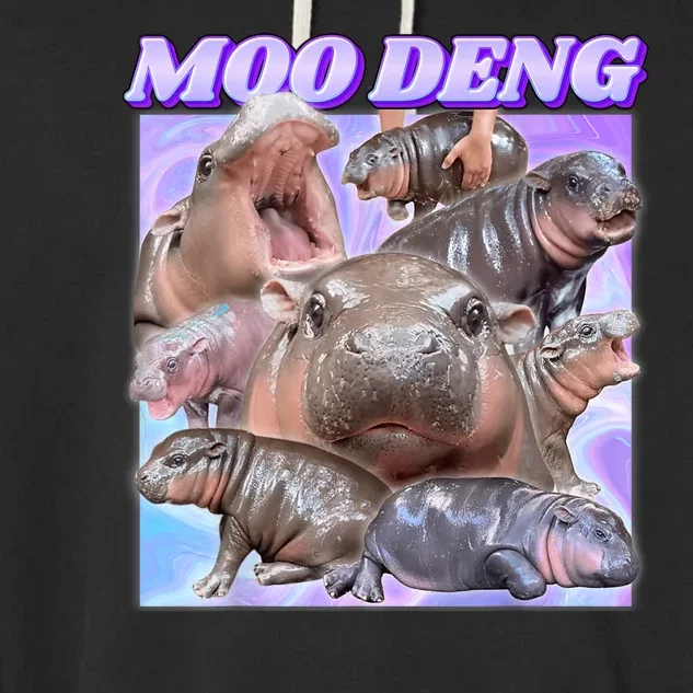 Moo Deng Meme Hippo Garment-Dyed Fleece Hoodie