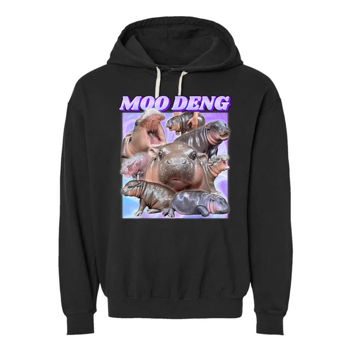 Moo Deng Meme Hippo Garment-Dyed Fleece Hoodie