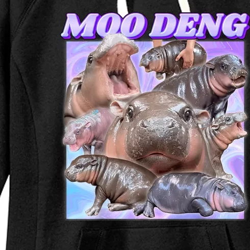 Moo Deng Meme Hippo Women's Fleece Hoodie