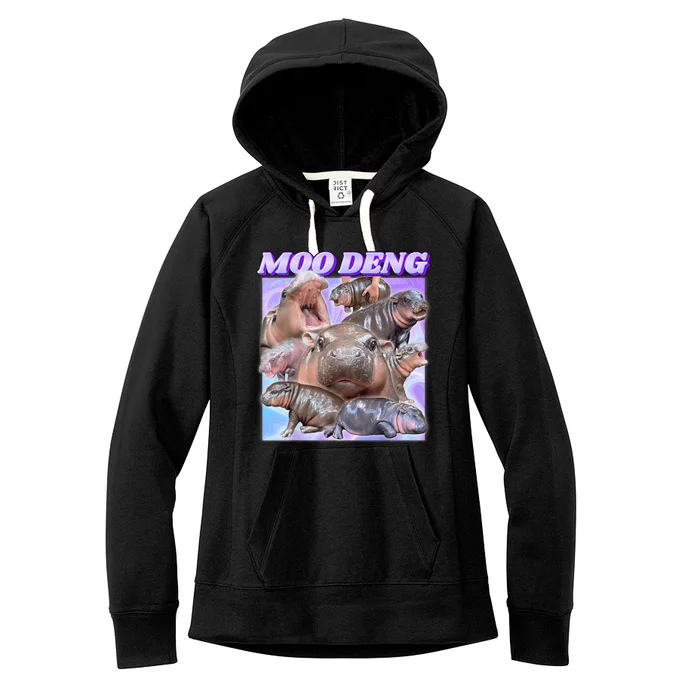 Moo Deng Meme Hippo Women's Fleece Hoodie