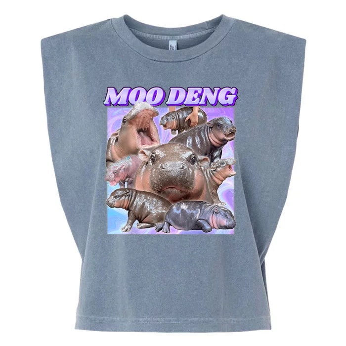 Moo Deng Meme Hippo Garment-Dyed Women's Muscle Tee