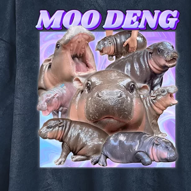 Moo Deng Meme Hippo Hooded Wearable Blanket