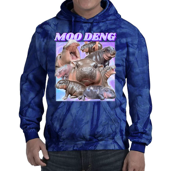 Moo Deng Meme Hippo Tie Dye Hoodie