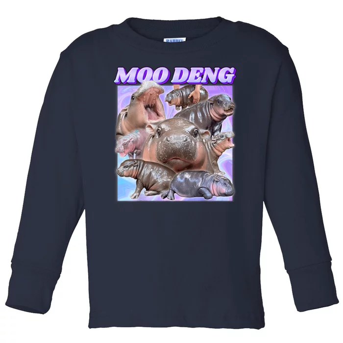 Moo Deng Meme Hippo Toddler Long Sleeve Shirt