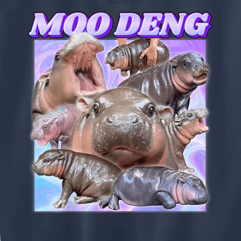 Moo Deng Meme Hippo Kids Sweatshirt